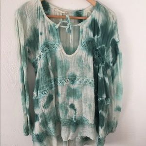 Jen Pirate Booty Green Tye Dye Tunic Shirt